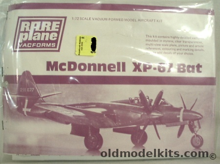 Rareplane 1/72 McDonnell XP-67 Bat with Resin Spinners plastic model kit